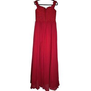 New Red Formal Dress Gown Maxi Embroidered Lace Off Shoulder Prom Bridesmaid